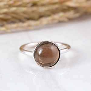 SHYAM JEWELRS Handmade 925 Sterling Silver Brown Smokey Quartz <b>Adjustable</b> Dainty <b>Ring</b> Unisex Boho & Hippie Style Wedding - Product Image 1