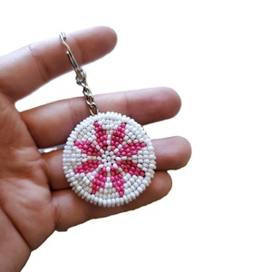 Multicolor Glass Seed Bead Embroidery Keyring Handmade Gift Item Boho Style Handmade Glass Bead Embroidery <b>Key</b> <b>Chain</b> for Women - Product Image 6