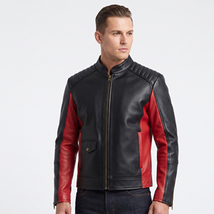 Men Zipper <b>Leather</b> Biker <b>Jackets</b> Custom Logo PU Cowhide Motorcycle <b>Jacket</b> Men <b>Leather</b> <b>Jackets</b> With Side Pockets - Product Image 6