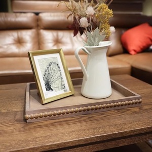 Handcrafted Wooden Serving <b>Tray</b> with Carved Border | Decorative Coffee Table <b>Tray</b> - Product Image 5