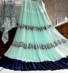 Sari Tradicional de Georgette Satinado con Estampado Digital para Mujer, Prenda Étnica de Secado Rápido, Seis Metros, Blusa Incluida - Product Image 6