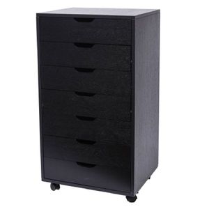 Armadio Mobile con 7 Cassetti in Legno Nero per Casa, Ufficio e Scuola, Struttura in Metallo per Uso in Armadio/Ufficio - Product Image 2