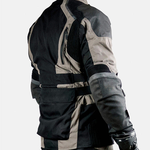 Men's <b>Black</b> Gray Motorcycle <b>Jacket</b> Stand Collar Zipper Closure Moto Biker Style Autumn Wear Regular Fit Windproof Polyester - Product Image 3