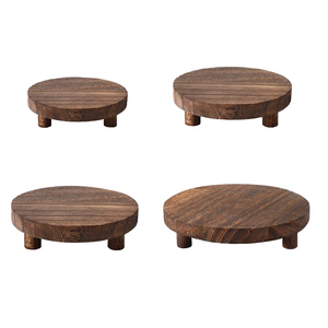 Juego de 4 elevadores de madera para exhibición Soporte de pedestal de madera redondo para plantas Decoración de hogar, cocina y baño a precio barato - Product Image 2