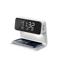 Pengisi Daya Nirkabel Pintar dengan Jam LED & Pengisian Cepat GaN 15W untuk iPhone 15/14, Samsung Galaxy, Stasiun Meja Samping Tempat Tidur