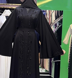 New Wholesale Umbrella Abaya Stone Work Handmade Sequined Arabic Dubai Style Full Flare Nida Fabric Evening Party Dress - Product Image 3