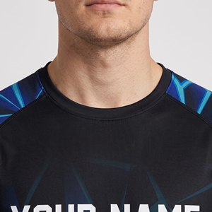 Camiseta de Fútbol Personalizada Negra y Azul con Nombre y Número Personalizados y Pantalones Cortos a Juego - Product Image 5