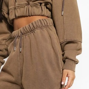 Women Hooded Tracksuit <b>Set</b> Solid Color Full Sleeve Casual <b>Jogger</b> Pants Side Pockets Elastic Waist Loose Fit Autumn Wear - Product Image 3