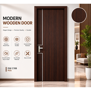 Puertas Interiores Modernas de WPC Dewoo, Diseño Leek, Puertas Impermeables con Molduras Decorativas, Garantía de 5 Años - Product Image 1