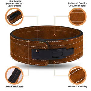 Brown Cowhide Leather Breathable Weightlifting Support <b>Belt</b> for Gym Fitness Training <b>Powerlifting</b> with Custom Logo - Product Image 6