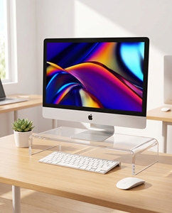 Modern Clear Acrylic Monitor <b>Stand</b> Customizable & for Ergonomic Solution for Organizing Your Desktop Boosting Productivity - Product Image 3