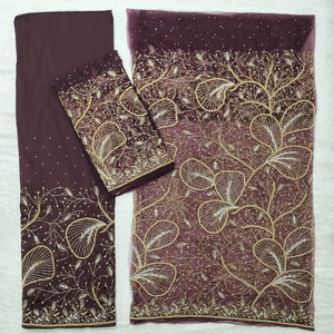 Envolturas de George con cuentas de piedra dorada hechas a mano para mujer, Blusa de encaje de red de diseñador de 5 yardas, primavera de tubo africano para ropa de verano - Product Image 5