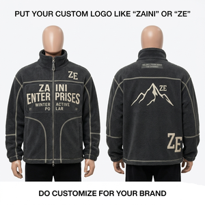 Custom Men's <b>Running</b> <b>Jacket</b> 240g Premium Polyester Fleece Light Olive Full Zip Embroidery Print Embossed Logo Waterproof - Product Image 1