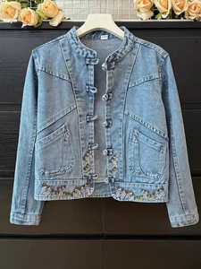 2026 Women Denim Jacket Autumn Winter Short Jean <b>Coat</b> Casual Blue Vintage Outerwear Fashion Button <b>Tops</b> Washed 100% Cotton - Product Image 5