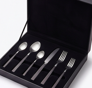 Ensemble de couverts en acier inoxydable, 5 pièces, plaqué argent, manches noirs, lavable au lave-vaisselle, utilisable dans la cuisine, la salle à manger, le café, la maison - Product Image 6