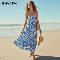 Robe longue d'été élégante pour femme, col carré, sans manches, imprimé léopard, taille haute, coupe ajustée, lavable, avec logo personnalisé