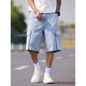 2025 hombres y mujeres Vintage Y2K pantalones cortos de mezclilla holgados pierna ancha verano Casual Cargo bordado colorido técnicas desgastadas - Product Image 4