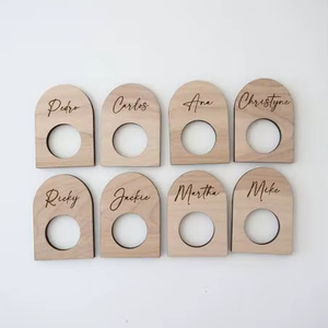 Wooden MDF Eco-Friendly Durable Custom Design Napkin <b>Ring</b> for Wedding Events Parties with Trendy Logo and Custom <b>Names</b> - Product Image 1