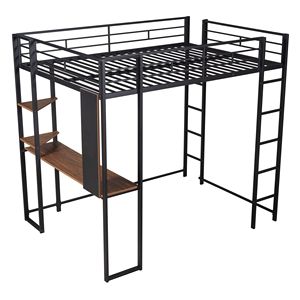Letto a soppalco in metallo nero a grandezza naturale con 2 ripiani e una scrivania (Vecchio SKU LP000191AAB) - Product Image 4