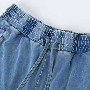 ZRROPS INDUSTRY <b>Women's</b> Acid Wash Denim <b>Jogger</b> Pants Blue Loose Fit Elastic Waist Drawstring Cuffed <b>Jeans</b> 220g All Seasons - Product Image 3