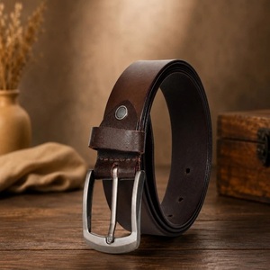 High Finish Men's Fashion Brown Leather Casual <b>Belt</b> for <b>Jeans</b> or Trouser with Single Prong Brass pin Buckle Male <b>Belt</b> - Product Image 6