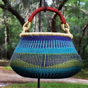 Cesta Bolga Redonda de Algas Marinas Hecha a Mano Ecológica, Organizador de Almacenamiento Duradero, Personalizable, Proveedor OEM de Vietnam, Multifuncional - Product Image 6