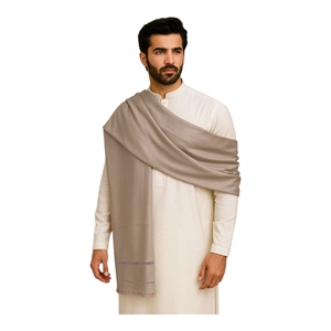 <b>Men's</b> Traditional Cream <b>Kurta</b> With Beige Cashmere Shawl Regular Fit Ethnic Wear For India Pakistan Casual All Seasons - Product Image 4