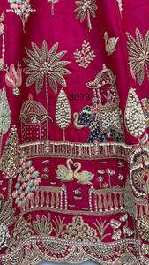 Ensemble Lehenga-Choli de Mariage en Soie Premium Brodé de Motifs Traditionnels (Cygne-Doli) Fait Main, Thème Héritage, Bleu, Needle Exports - Product Image 5