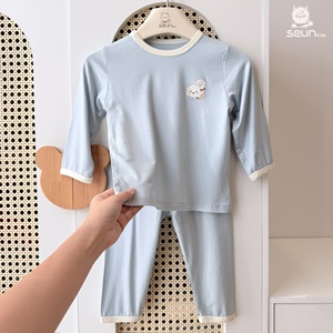SeunKids Baby 2Pcs Cotton Pajama Set Long Sleeve O-Neck Cartoon Print Autumn Sleepwear Unisex Cute Design - Product Image 5