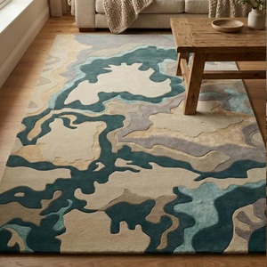 Alfombra de Lana de Lujo Hecha a Mano, Moderna, Abstracta, Antideslizante, Suave, de Diseño, para Sala de Estar, Dormitorio y Oficina - Product Image 1