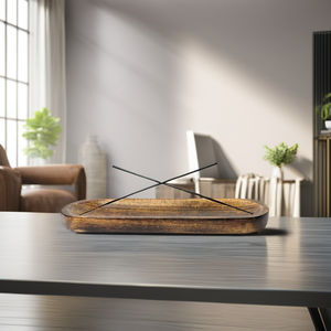 Porte-encens double en bois - Grand récupérateur de cendres Décoration artisanale pour la maison - Product Image 1