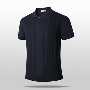 Camisa de Hombre Transpirable con Pliegues, Manga Corta, Cuello de Solapa, Tejido de Punto, Poliéster/Algodón, Uniforme Informal - Product Image 2