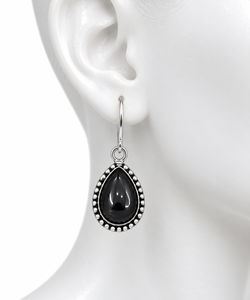 Boucles d'oreilles pendantes vintage en alliage plaqué argent antique pour femme, serties de pierres multicolores, bijoux de mode - Product Image 3