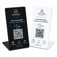 Support de menu de restaurant NFC personnalisé, noir, imprimé UV, en PVC, pour table, avec code QR, menu numérique