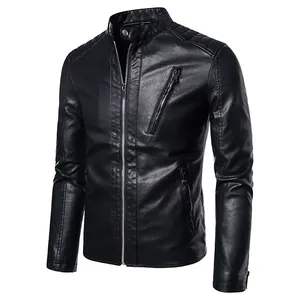 Chaqueta de Cuero para Hombre, Manga Larga, Estilo Clásico, para Todas las Estaciones, Resistente al Viento, Impermeable, Ignífuga, Negra, Roja, Marrón, Amarilla - Product Image 1