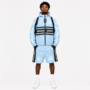 Windbreaker Set Men 2 Piece Windbreaker Set Outerwear Sets Streetwear Full-<b>Zip</b>-Up <b>Hooded</b> Jacket Shorts Men’s - Product Image 1