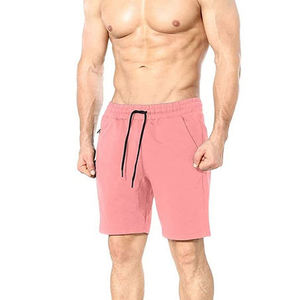 Shorts Bermuda en Coton Rose pour Homme avec Cordon de Serrage à la Taille, Style Décontracté, Couleur Unie, Taille Mi-Haute, Tissu Respirant - Product Image 1