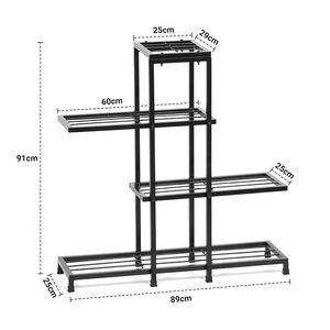 Support à plantes en métal moderne à 3 niveaux, support pour pot de fleurs d'intérieur, revêtement en poudre noir, design minimaliste pour usage domestique - Product Image 2