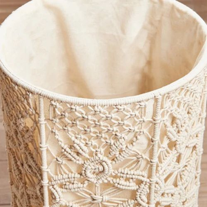 Modern Cotton Pearl Round Handmade Macram <b>Storage</b> Laundry <b>Basket</b> without Handles <b>for</b> Home Bedroom <b>Bathroom</b> Organizer - Product Image 3