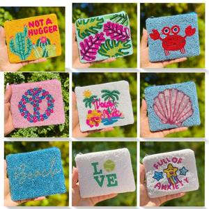 Fish Design Fully Hand <b>Beaded</b> Vintage Style Girls Key Pattern Cotton Rattan Coin Purse Soft Large Travel <b>Magnetic</b> Storage Bag - Product Image 6