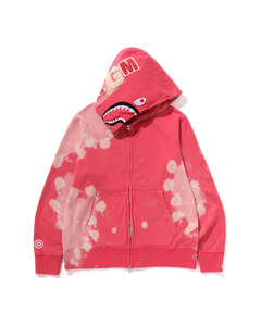 Sweat à capuche rose tie-dye unisexe coupe oversize avec poche imprimé requin dessin animé streetwear en molleton bouclette 100% coton respirant 370g - Product Image 6