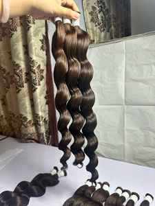ผมต่อเวียดนาม AZURA HAIR แบบลอนลึก เกรด Remy แบบมัดเป็นช่อ  แบบ Single Drawn  แบบ Machine Bulk สีน้ำตาล - Product Image 3