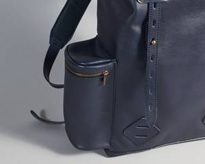 Genuine Leather <b>Roll</b> Top <b>Backpack</b> Mens Campus Laptop Bag Cowhide Travel Rucksack Retro College Book Bag LTBP-0138 - Product Image 4