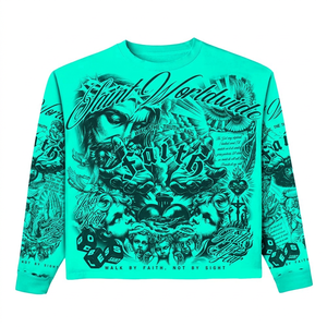 Men's <b>Long</b> <b>Sleeve</b> <b>T</b>-<b>Shirt</b> Blue Faith Print Street Style O-Neck Regular Fit Cotton Jersey - Product Image 5