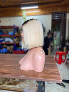 Vente en Gros Cheveux Humains 613 Blonde Bob Perruque Cheveux Humains Brut Vierge Longueur Vietnamienne Blond Miel Droite Devant en dentelle Perruques Vendeur - Product Image 5