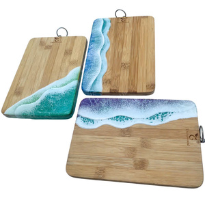 Elegant Wooden Resin Coaster <b>Set</b> Epoxy Coasters Custom Printed Coasters for Drinks Luxury Blue Resin Style 2026 - Product Image 3