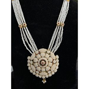 Indian Mores Traditional Gold Plated Brass Base <b>Beads</b> Pink Green Stone Raani Haar Handmade Jaal Puwai Necklace Women Wedding - Product Image 3