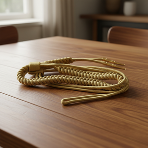 Cordón de uniforme metálico dorado de Mylar de alta calidad con núcleo de algodón y puntas decorativas - Product Image 2