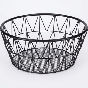 Corbeille à fruits en métal noir pour comptoir de cuisine, bol à fruits géométrique en fil métallique et organiseur de cuisine minimaliste pour table décorative - Product Image 3