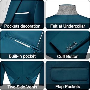 Trajes Clásicos Transpirables para Hombre, Corte Entallado, 3 Piezas, Blazer y Pantalones, Traje de Esmoquin para Boda y Fiesta, Trajes de Lujo para Hombre - Product Image 2